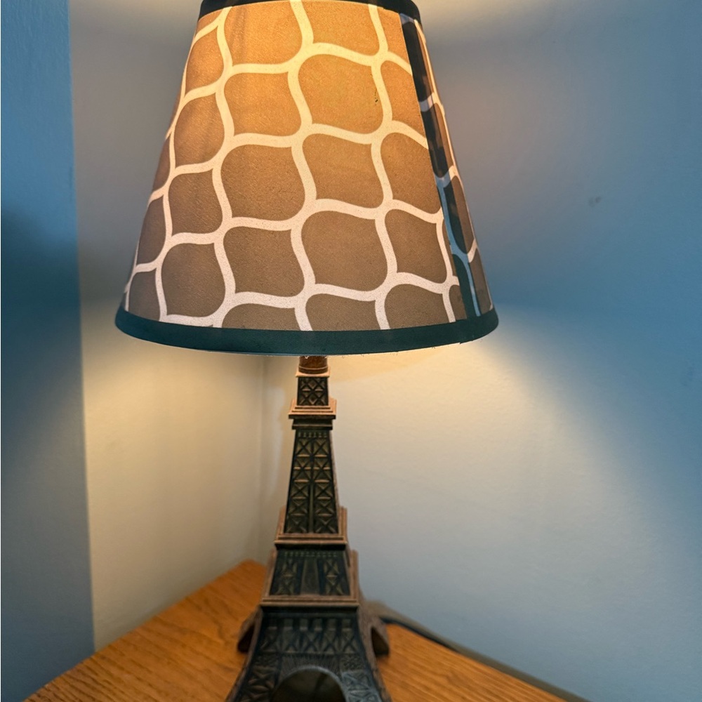 Eiffel Tower Table Lamp with Patterned Shade
